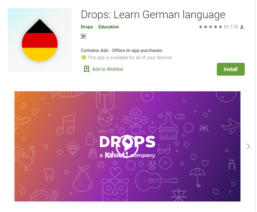 App học tiếng Đức cho người mới bắt đầu - Drops
