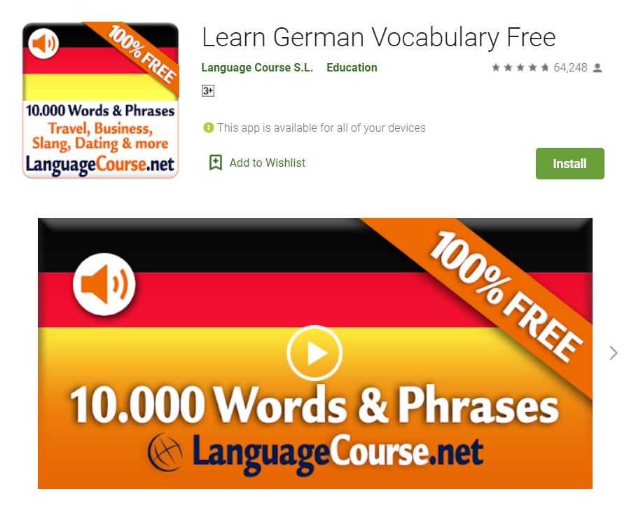 App học tiếng Đức cho người mới bắt đầu - Learn German Vocabulary Free