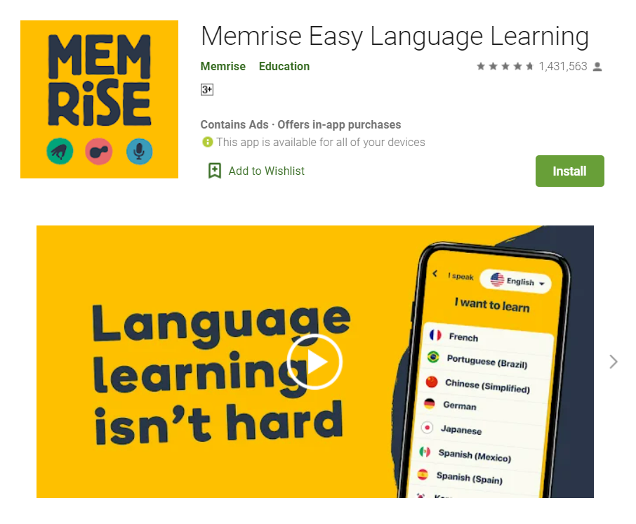 App học tiếng Đức cho người mới bắt đầu - Memrise Easy Language Learning