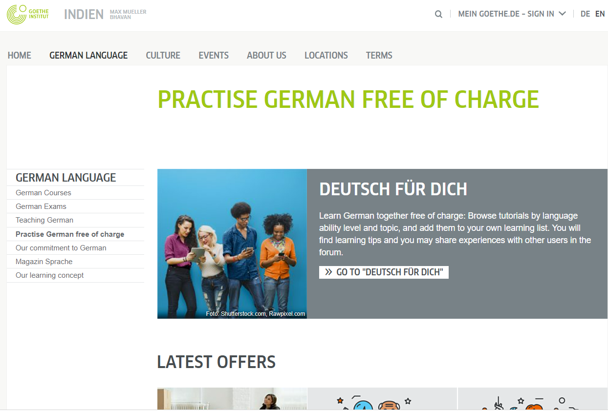 Tài liệu tự học tiếng Đức trên trang Goethe.de